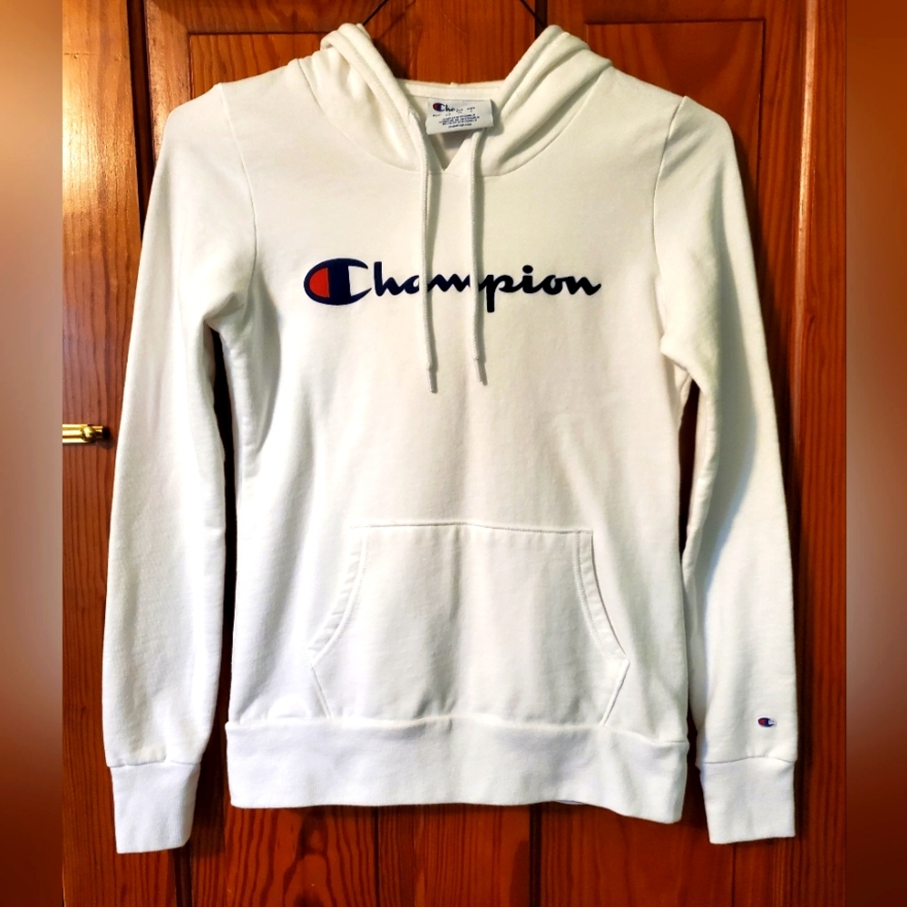 Champion White Hooded Sweatshirt